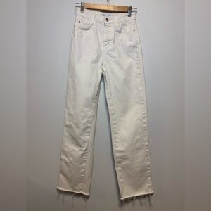 Zara - High Rise Straight Leg Cream Coloured Denim - Size 0